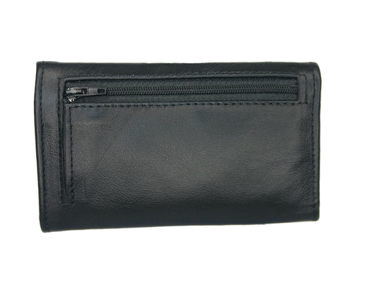 Premium Aricio Mag Native black leather wallet back view showcasing sleek design and fine leather craftsmanship