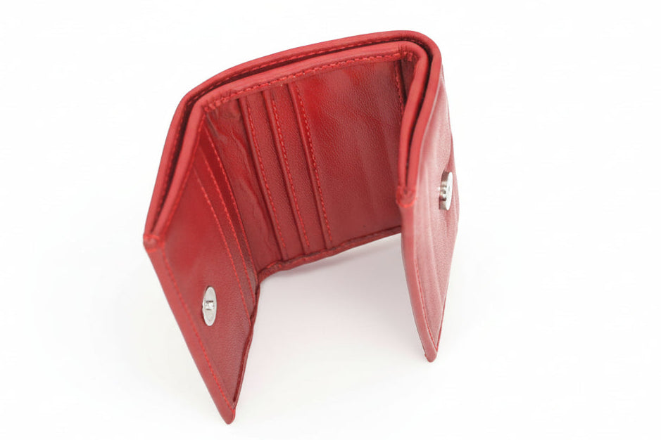 Aricio laser engraved LE Native red leather wallet open inside view