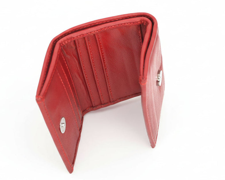 Aricio laser engraved LE Native red leather wallet open inside view