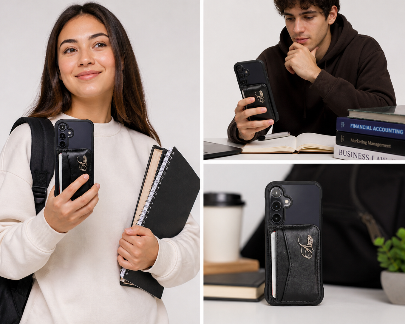 Aricio RFID MAG C card holder inserted inside Dandy MAG black leather wallet