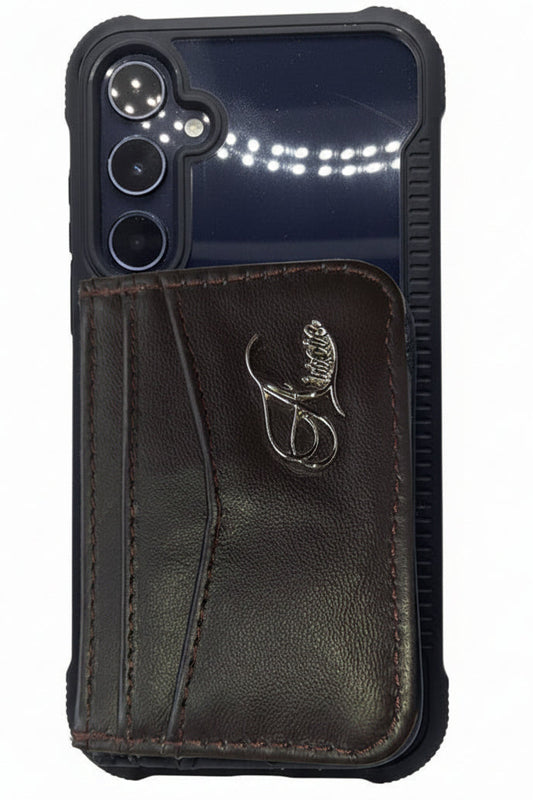 Aricio RFID MAG C tobacco card holder attached to the back of a phone