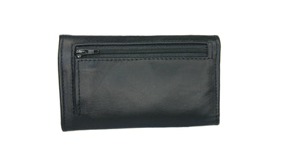 Premium Aricio Mag Native black leather wallet back view showcasing sleek design and fine leather craftsmanship