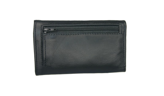 Premium Aricio Mag Native black leather wallet back view showcasing sleek design and fine leather craftsmanship