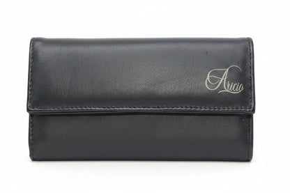 Aricio Grande handcrafted leather wallet with custom laser engraving and magnetic card holder in Tobacco brown.