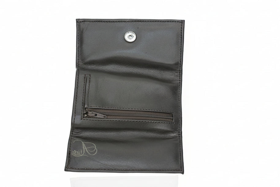 Aricio laser engraved LE tobacco dark brown leather wallet