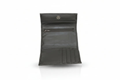 Aricio laser engraved LE Native tobacco leather wallet open inside view