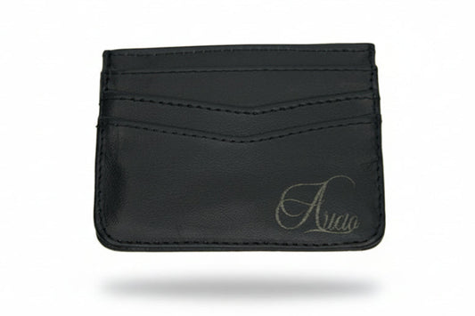 Aricio LE C black leather card holder front view