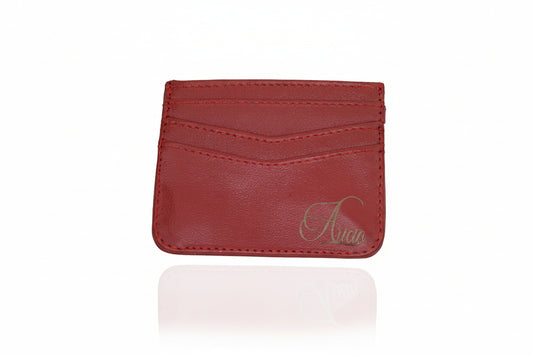 Aricio laser engraved red leather credit card holder