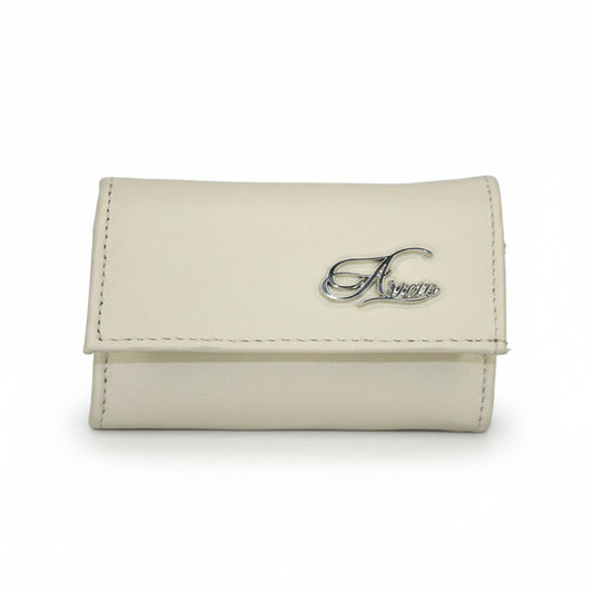 Aricio MAG ivory  unique leather wallet shown front view