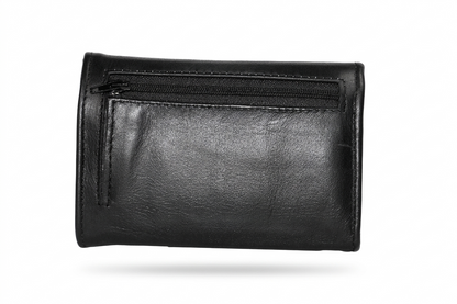Mag Native black leather wallet shown from the back view