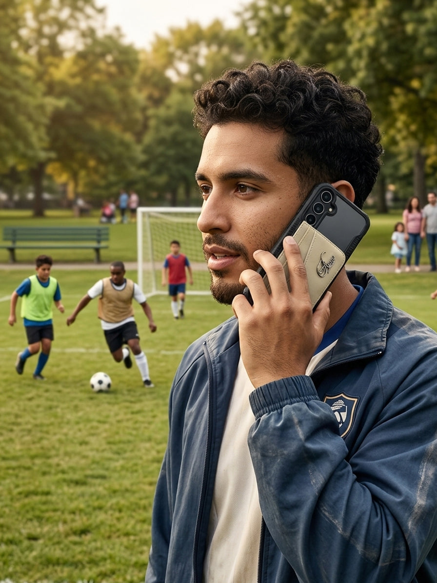 Aricio MAG C RFID card holder used by a man during sports activity