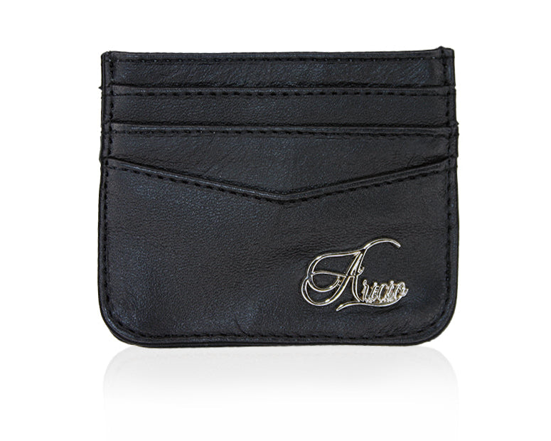 Aricio RFID protected C Card Classic black wallet front view showcasing sleek design and secure card holder feature