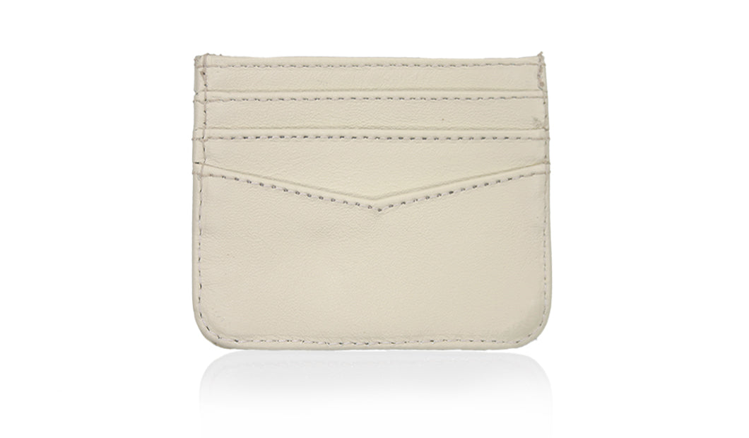 Aricio RFID classic ivory leather C card holder back view