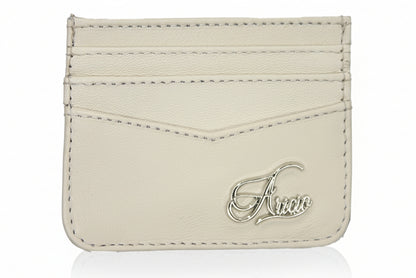 Aricio RFID classic ivory leather C card holder front view