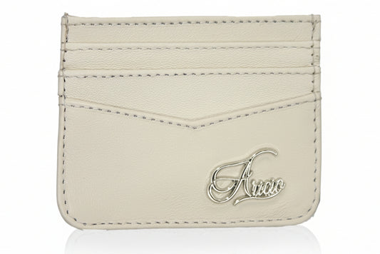 Aricio RFID classic ivory leather C card holder front view