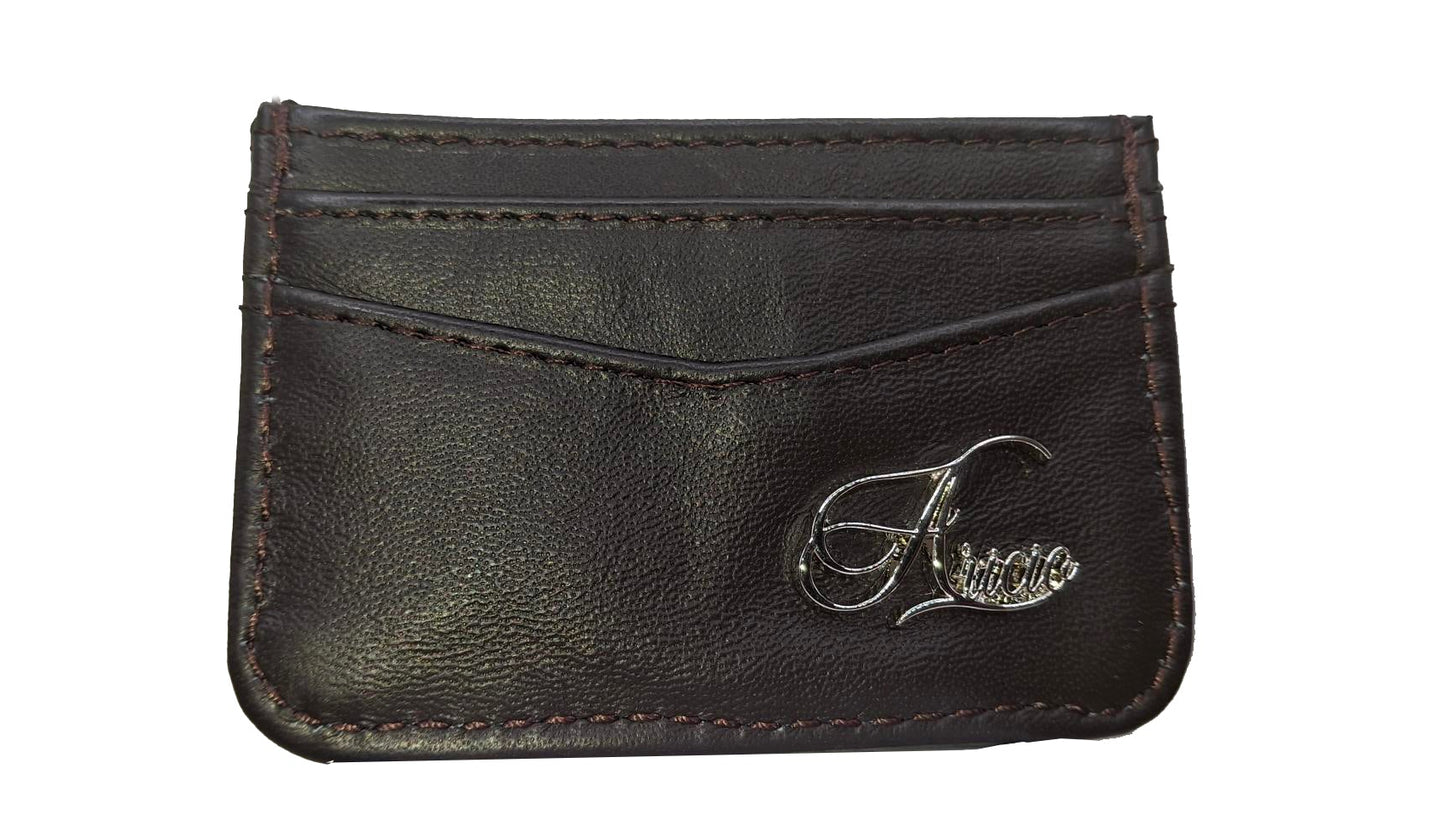 Aricio RFID MAG C tobacco brown leather card holder front view