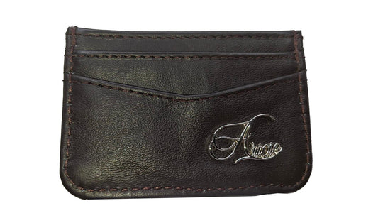 Aricio RFID MAG C tobacco brown leather card holder front view