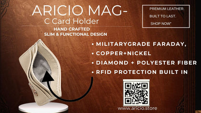 Aricio RFID MAG C leather card holder with Faraday protection layer