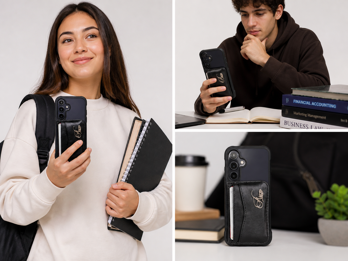 Aricio RFID MAG C card holder inserted inside Dandy MAG black leather wallet