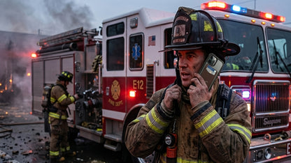 Aricio RFID MAG C tobacco card holder attached to the back of a phone used by a firefighter
