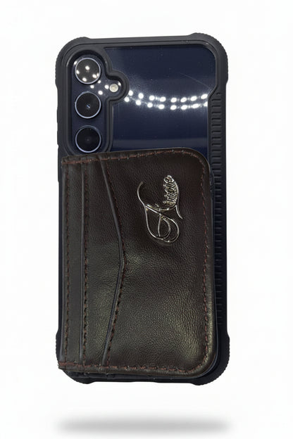 Aricio RFID MAG C tobacco card holder attached to the back of a phone