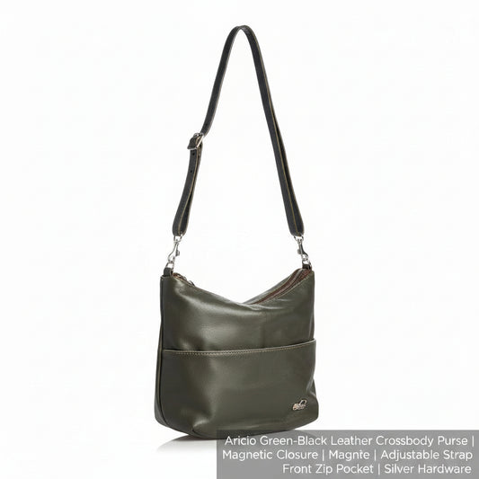 Aricio RFID Nati Mag leather purse front view featuring handcrafted full-grain leather, slim minimalist design, and magnetic functionality.
