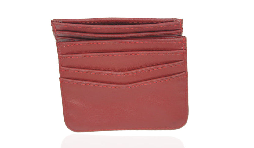 Aricio LE C red leather card holder in pocket
